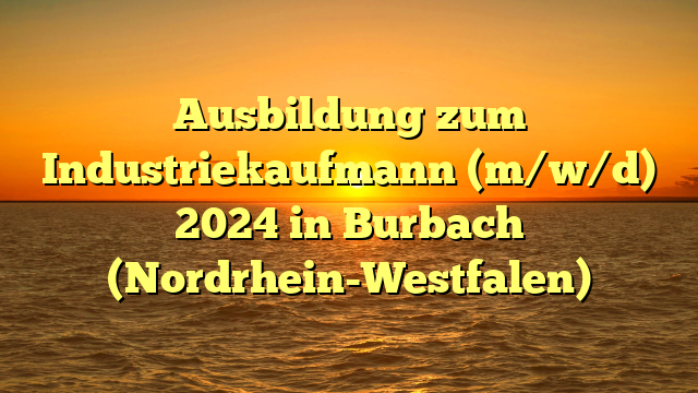 Ausbildung zum Industriekaufmann (m/w/d) 2024 in Burbach (Nordrhein-Westfalen)